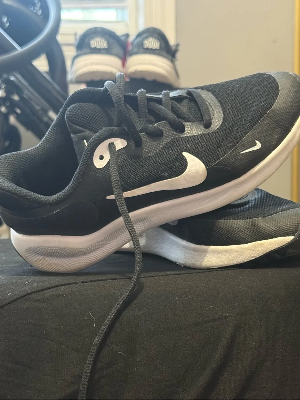 Nike Kids Black and White Swoosh Athletic Sneakers